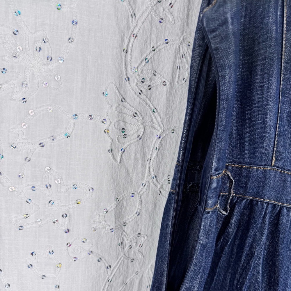 Late 90s Boho Denim Maxi Dress – TIMIN – Made in Turkey – Size 5 (Small) - Picture 6 of 6